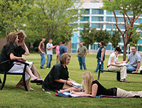 People laying in park