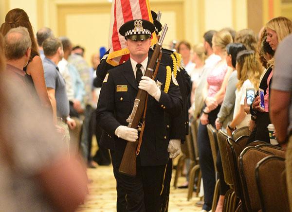 The Chicago Police Department Honor Guard enters for the Presentation of Colors.